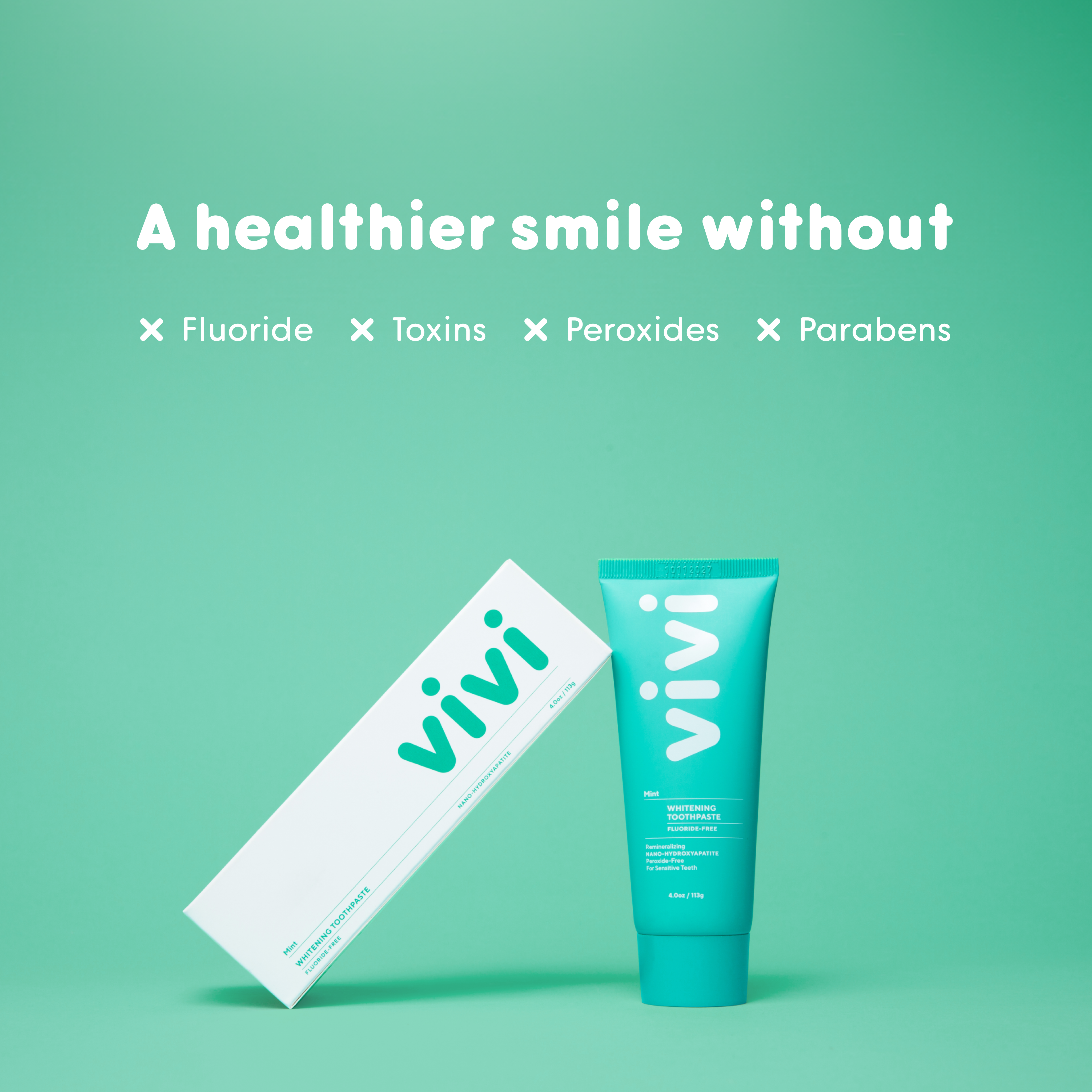 vivi Fluoride-Free Nano-Hydroxyapatite Whitening Toothpaste, Mint Flavor