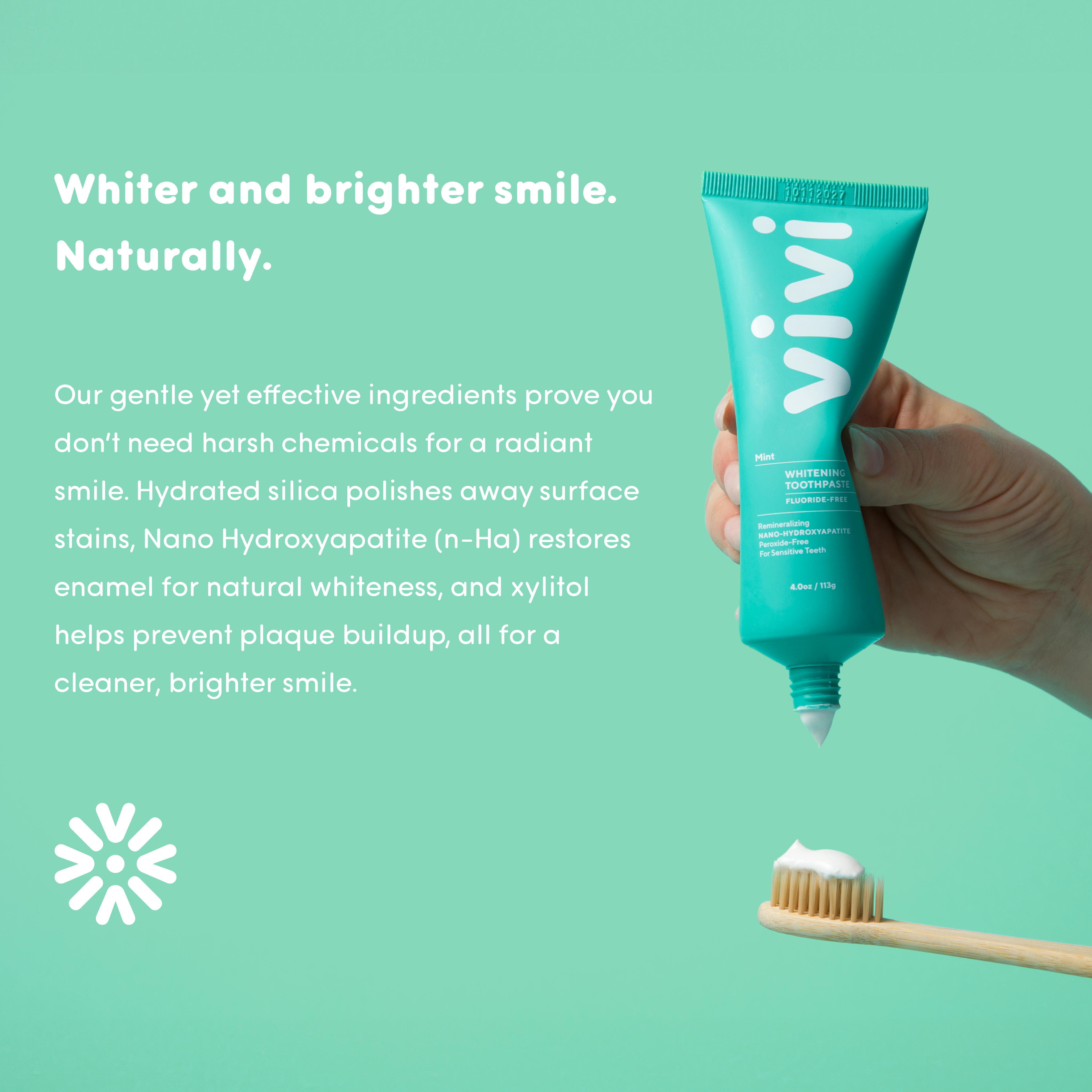 vivi Fluoride-Free Nano-Hydroxyapatite Whitening Toothpaste, Mint Flavor